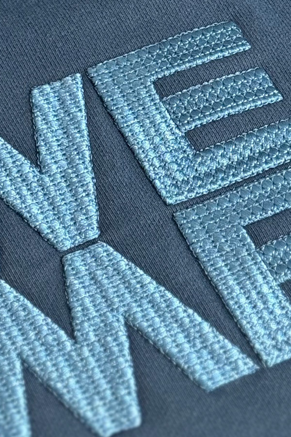 WE / ME Orion Blue French Terry Crewneck - Embroidery Detail